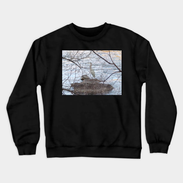 Obscurity by a Tree of the Great Blue Heron Crewneck Sweatshirt by anuvisculture